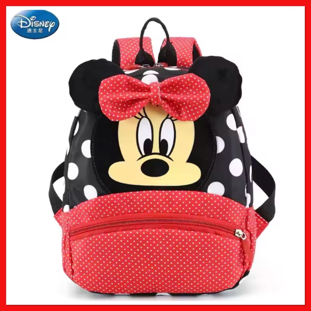 Disney Minnie Mouse Polka Dot Backpack - Red, Black, and White